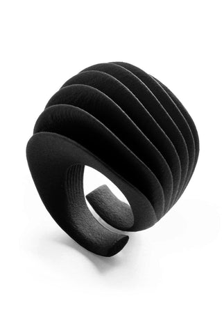 Black ribbed ring on a white background