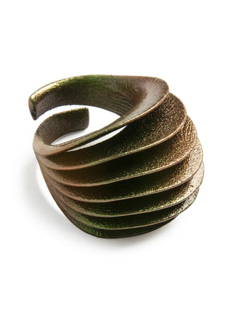 Bronze spiral ring on a white background