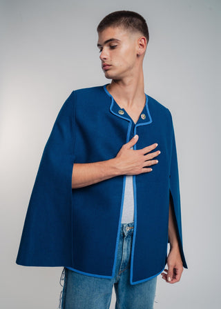 blue wool cape