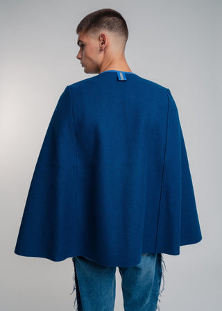 blue wool cape