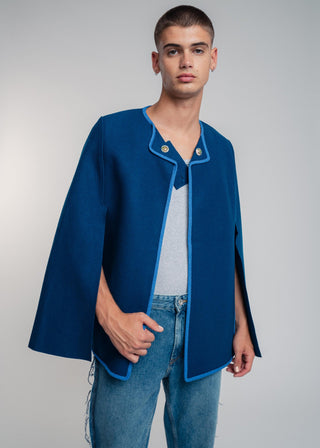 blue wool cape