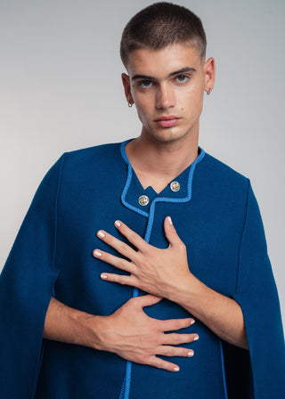 blue wool cape