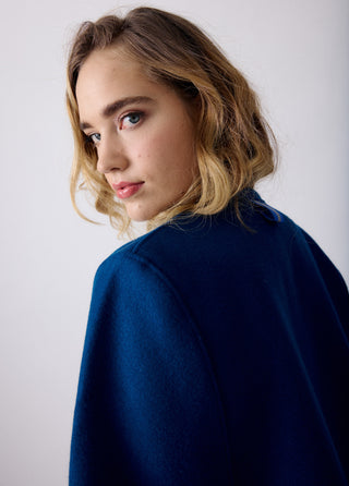 blue wool cape