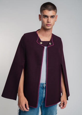 bordeaux wool cape