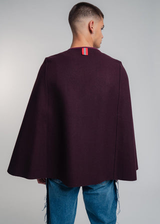 bordeaux wool cape