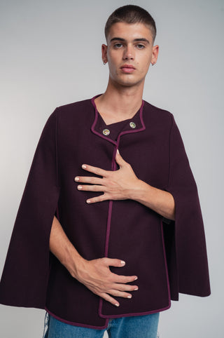 bordeaux wool cape