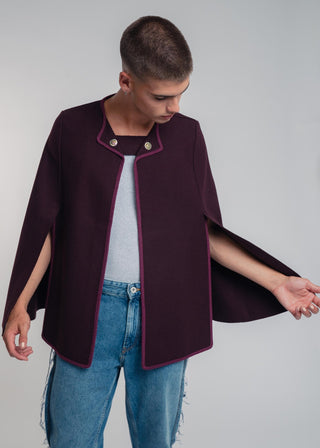 bordeaux wool cape