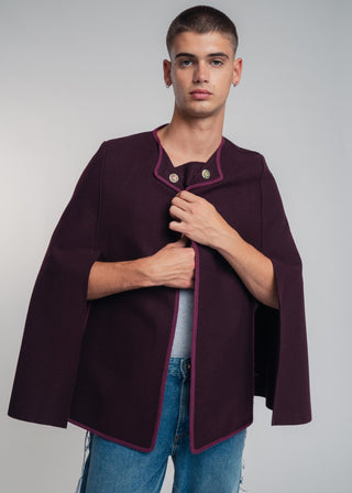 bordeaux wool cape