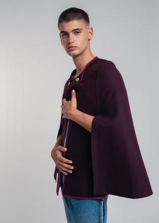 bordeaux wool cape