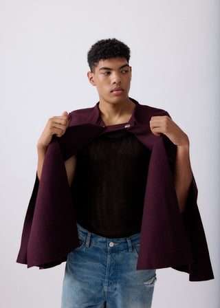 bordeaux wool cape