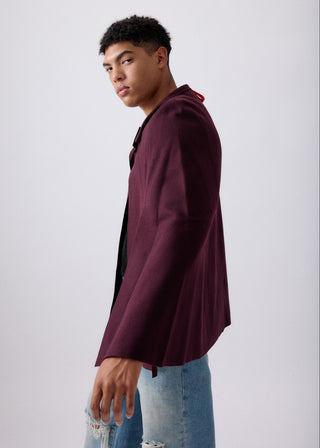 bordeaux wool cape