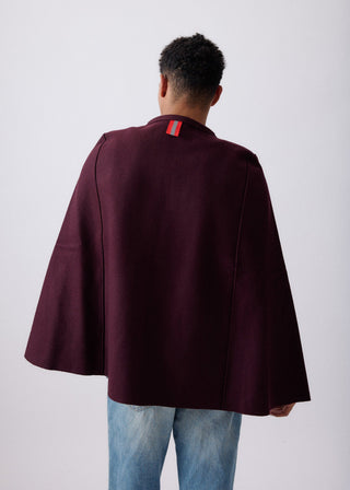 bordeaux wool cape