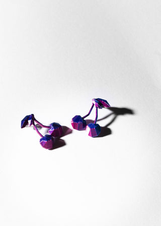 Pair of colorful earrings on a white background