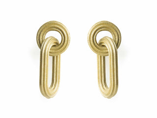 Pair of 3d printed white gold earrings with a unique design