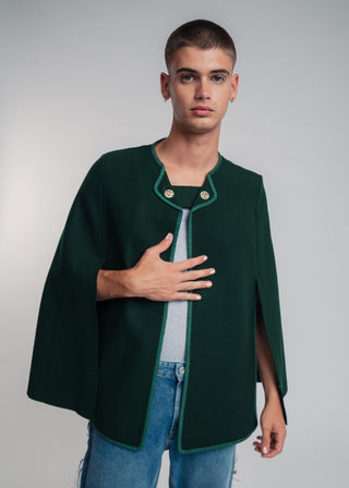 dark green wool cape