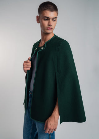 dark green wool cape