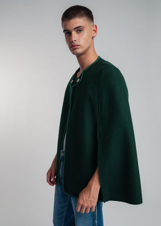 dark green wool cape