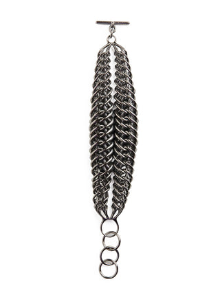 Gunmetal chain bracelet on a white background