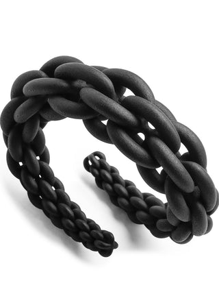 Black braided 3D-printed bracelet on a white background