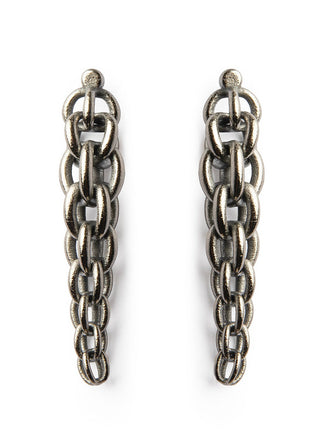Pair of chain-link earrings on a white background