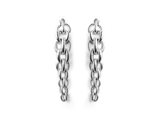 Silver 3D printed chain-link earring 