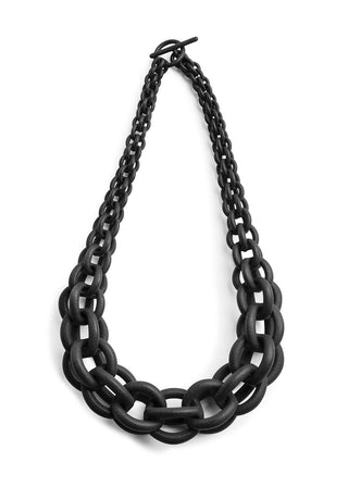 Black chain necklace on a white background