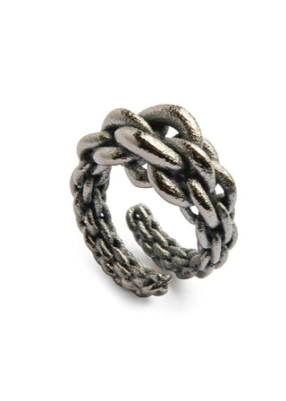 Silver knot ring on a white background