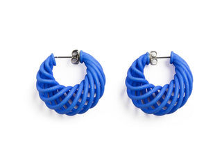 Blue spiral 3D printed earring