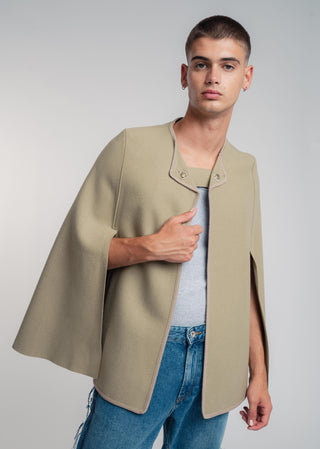 olive colored wool coat