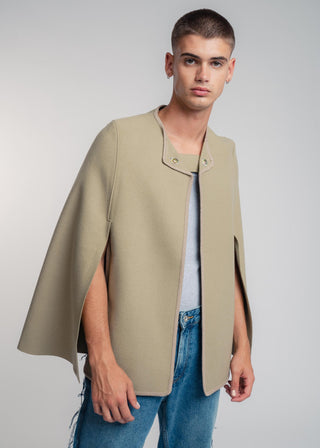 olive wool cape