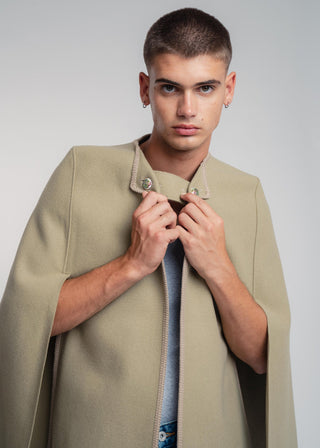 olive wool cape