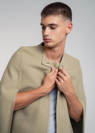 olive wool cape