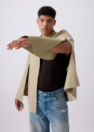 olive wool cape