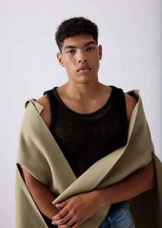 olive wool cape