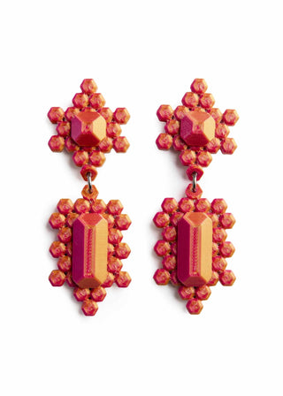 Lightweight 3D printed earrings California red