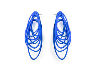 Blue 3D printed hoop earrings 