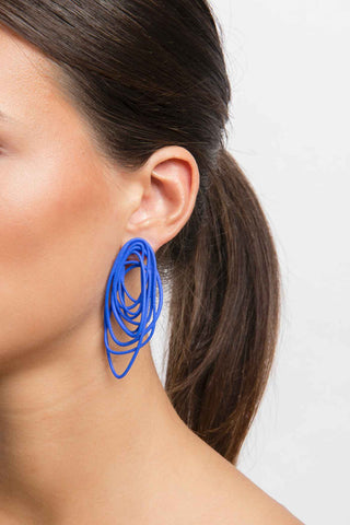 Blue 3D printed hoop earrings 