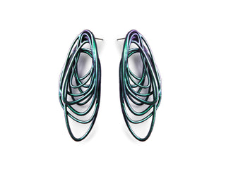 Nebula blue 3D printed hoop earrings 
