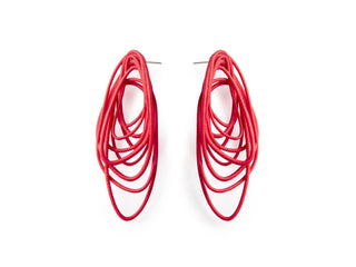 Red 3D printed hoop earrings 