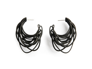 Black 3D printed hoop earrings