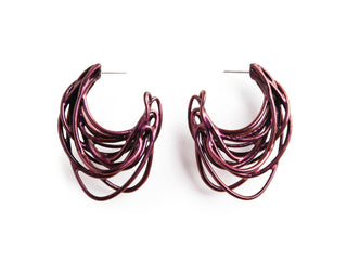 Mermaid purple 3D printed hoop earrings