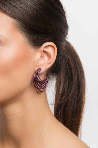 Mermaid purple 3D printed hoop earrings