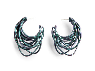 Nebula blue 3D printed hoop earrings