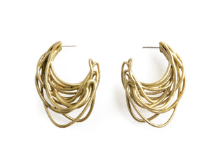 White gold 3D printed hoop earrings