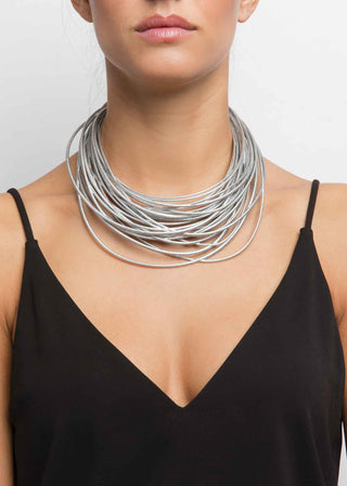 Silver 3D printed choker necklace