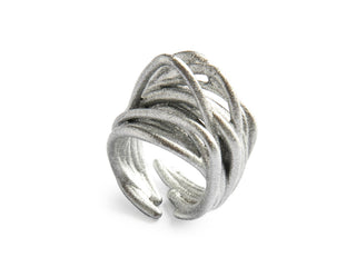 Silver 3D printed adjustable ring