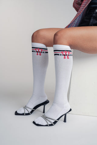 Wardrobe Circus Organic Cotton Ribbed Knee Socks - white2