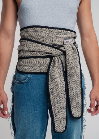 Unisex kimono belt in premium cotton with a bold beige and black duo-color design. Versatile styling and endless wearing possibilities for a customizable look.