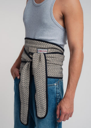 Unisex kimono belt in premium cotton with a bold beige and black duo-color design. Versatile styling and endless wearing possibilities for a customizable look.