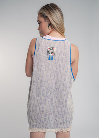 Duo-color blue and rose ultralight cotton tank-top which can also be worn as a dress.